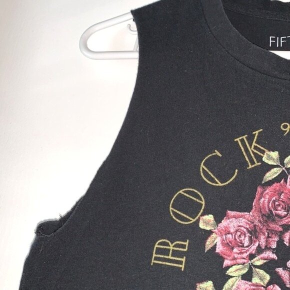 Rock N Roll Festival Sleeveless Graphic Tee By Fifth Sun Black Tank Top - Picture 3 of 6